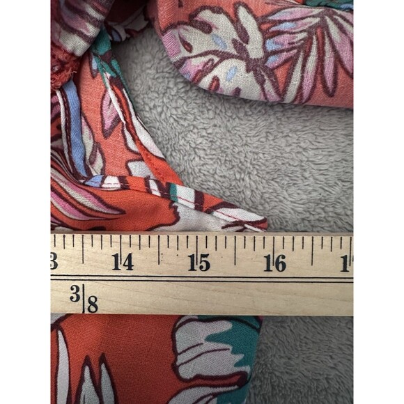 Sweet Rain Womens Top XS Orange Floral Ruffle Flutter Sleeve Blouse - Picture 5 of 10